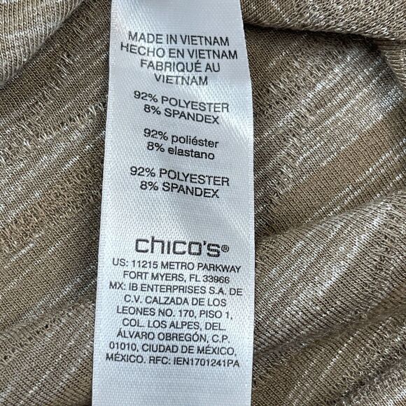 Chico Top Sz 2 Womens Large Brown Wave Textured 3/4 Sleeve Tie Front NEW W Tags - Picture 7 of 8